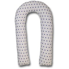 Подушка Body Pillow для беременных U холлофайбер, с наволочкой из хлопка белый в синих звездах
