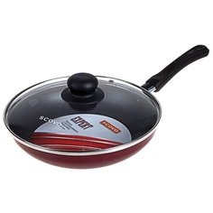 Сковорода Scovo Expert СЭ-030, 28 см, с крышкой, бордовый