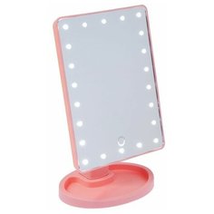 Зеркало косметическое настольное LuazON KZ-06 с подсветкой розовый
