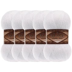 Пряжа Alize Angora Gold Simli, 20 % шерсть, 75 % акрил, 5 % люрекс, 100 г, 500 м, 5 шт., 55 белый