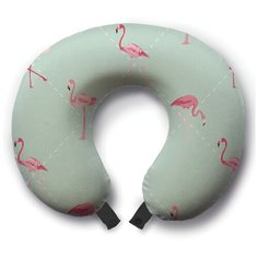 Подушка для шеи Ambesonne Нашествие фламинго, зеленый
