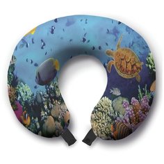 Подушка для шеи Ambesonne Морская глубина, синий