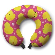 Подушка для шеи Ambesonne Круг утят, розовый/желтый