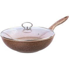 Сковорода-вок Elan gallery Гранит 120176, 28 см, с крышкой, коричневый