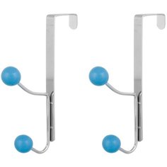 Набор вешалок на дверь 2 штуки 11х2х18,5 см EL Casa Синий по 2 крючка