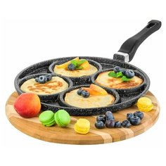 Сковорода для оладий 26 см Гармония вкуса Elan Gallery Черный мрамор, несъёмная ручка