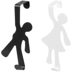 Набор 2 вешалок на дверь навесных "Мальчик-девочка", черная, белая, 8,5х6,5х16,5 см и 8,5х6,5х17 см EL Casa