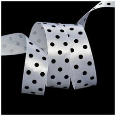 Лента атласная Ideal LDAG02903025 (2) горошек 25мм цв.белый-черный уп.27,4м