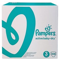 Pampers подгузники Active Baby-Dry 3 (5-9 кг), 208 шт.