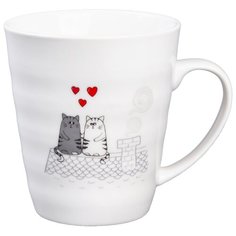 Кружка 340 мл 11,5*8,7*10 см "БЕЗ КОТА ЖИЗНЬ НЕ ТА" "Влюбленные коты" NEW BONE CHINA Elan Gallery