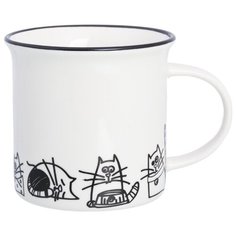 Кружка 240 мл 10,3*7,1*7,5 см "БЕЗ КОТА ЖИЗНЬ НЕ ТА" "Жизнь кошек" NEW BONE CHINA Elan Gallery