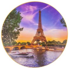 Тарелка декоративная 20х20х2 см Elan Gallery Эйфелева башня с крючком и подставкой