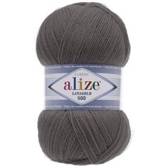 Пряжа для вязания Ализе LanaGold 800 (49% шерсть, 51% акрил) 5х100г/800м цв.348 т.серый Alize