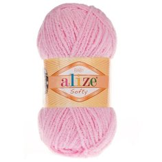 Пряжа для вязания Ализе Softy (100% микрополиэстер) 5х50г/115м цв.185 детский розовый Alize