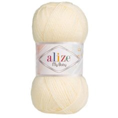 Пряжа для вязания Ализе My Baby (100% акрил) 5х50г/150м цв.001 кремовый Alize