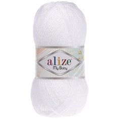 Пряжа для вязания Ализе My Baby (100% акрил) 5х50г/150м цв.055 белый Alize