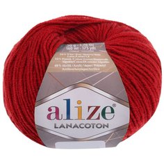 Пряжа для вязания Ализе Lana Coton (26% шерсть, 26% хлопок, 48% акрил) 10х50г/160м цв.056 красный Alize