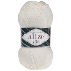 Пряжа для вязания Ализе Diva Plus (100% микрофибра акрил) 5х100г/220м цв.062 св.молочный Alize