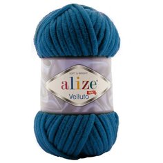 Пряжа для вязания Ализе Velluto (100% микрополиэстер) 5х100г/68м цв.646 петроль Alize