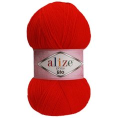 Пряжа для вязания Ализе Extra Life (100% акрил) 5х100г/480м цв.926 красный Alize