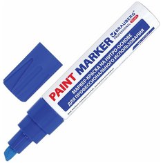 Маркер-краска лаковый (paint marker) 8 мм, СИНИЙ, НИТРО-ОСНОВА, алюминиевый корпус, BRAUBERG PROFESSIONAL PLUS JUMBO, 151457