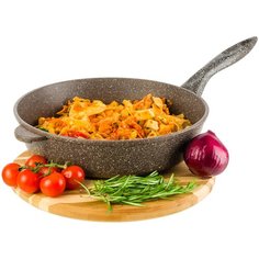 Сковорода глубокая 28 см Elan Gallery Гармония вкуса Коричневый опал, несъёмная ручка