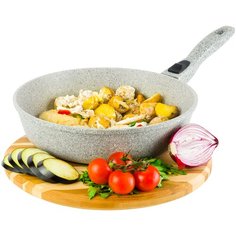 Сковорода глубокая 26 см Elan Gallery Гармония вкуса Серый агат, съёмная ручка