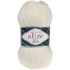 Пряжа для вязания Ализе Diva Plus (100% микрофибра акрил) 5х100г/220м цв.001 молочный Alize