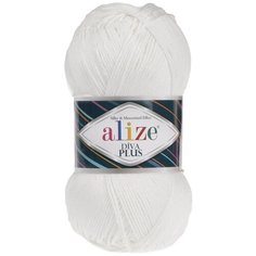 Пряжа для вязания Ализе Diva Plus (100% микрофибра акрил) 5х100г/220м цв.1055 белый Alize