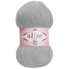 Пряжа для вязания Ализе Extra Life (100% акрил) 5х100г/480м цв.919 св.серый Alize