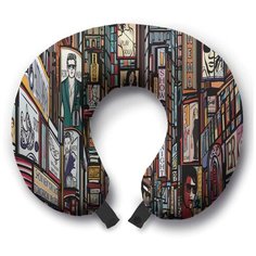 Дорожная (туристическая) подушка для шеи "Уличная реклама", для путешествий в самолете (машине) Ambesonne