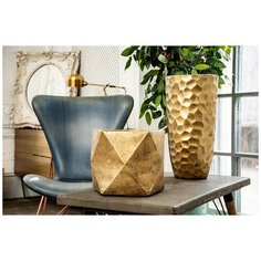 Кашпо Мозаик Ваза, файберстоун, золото, D41.5 H77 cm Idealist