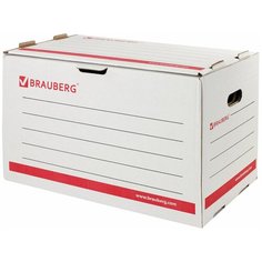 BRAUBERG Короб архивный А4, гофрокартон белый