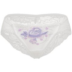 Le Cabaret Трусы слипы низкой посадки с вышивкой и кружевами Арелия, размер 40-46, белый/лавандовый