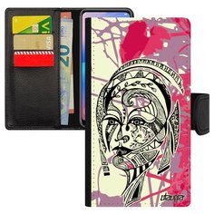 Чехол-книжка на смартфон Эпл Айфон 7 Плюс оригинальный дизайн Портрет женщины Цветок Лицо Utaupia