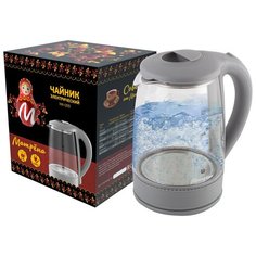 ЧАЙНИК ЭЛЕКТР. "МАТРЁНА" MA-009 2 Л (1/12) СТЕКЛО, ПЛАСТИК (СЕРЫЙ)