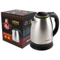 ЧАЙНИК ЭЛЕКТР. "МАТРЁНА" MA-001 1,8 Л (1/12) СТАЛЬ, КРЫШКА ЗЕЛЕНАЯ