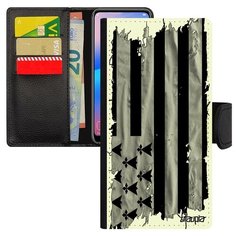 Чехол книжка на смартфон Huawei P20 Lite, "Флаг Бретани на ткани" Государственный Патриот Utaupia