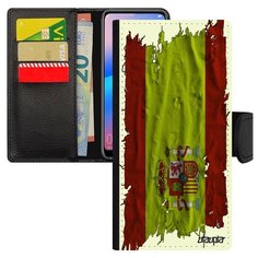 Чехол книжка на смартфон P20 Pro, "Флаг Испании на ткани" Государственный Страна Utaupia