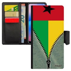 Чехол книжка на смартфон Redmi 6a, "Флаг Гвинеи Бисау на молнии" Туризм Путешествие Utaupia