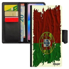 Чехол книжка на смартфон Huawei P20 Pro, "Флаг Португалии на ткани" Страна Utaupia