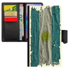 Чехол-книжка на смартфон Xiaomi Redmi note 6 Pro, "Флаг Аргентины на ткани" Государственный Utaupia