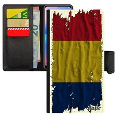 Чехол книжка на смартфон Redmi note 6 Pro, "Флаг Румынии на ткани" Страна Государственный Utaupia