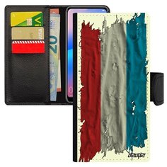 Чехол-книжка на смартфон Huawei P30 Lite, "Флаг Люксембурга на ткани" Патриот Utaupia