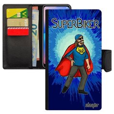 Чехол книжка на смартфон Эпл Айфон 7 Плюс уникальный дизайн Супербайкер Юмор Мотард Utaupia