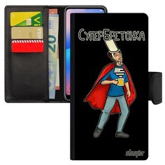Чехол-книжка на смартфон Самсунг Галакси A40 уникальный дизайн Супербретонка Юмор Герой Utaupia