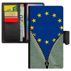 Чехол книжка на смартфон iPhone 7 Plus, "Флаг Европы на молнии" Путешествие Страна Utaupia