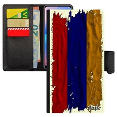 Чехол-книжка на смартфон Apple iPhone X, "Флаг Армении на ткани" Государственный Патриот Utaupia