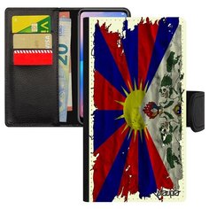 Чехол книжка на смартфон Apple iPhone X, "Флаг Тибета на ткани" Страна Патриот Utaupia