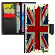 Чехол-книжка на смартфон Redmi 6a, "Флаг английский на ткани" Страна Utaupia